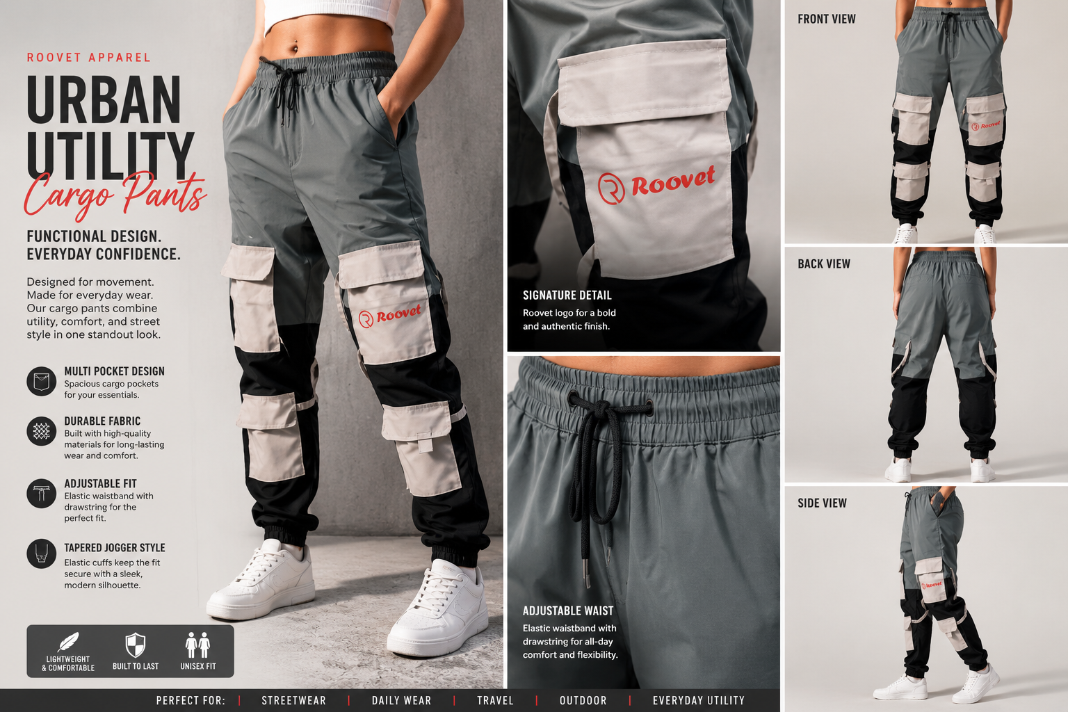Roovet StreetFlex Women’s Utility Cargo Joggers thumbnail 1