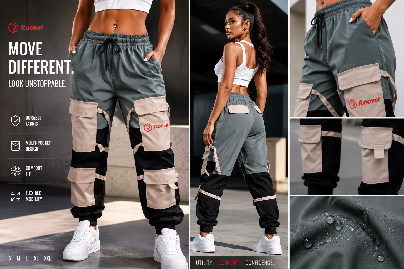 Roovet StreetFlex Women’s Utility Cargo Joggers thumbnail 2