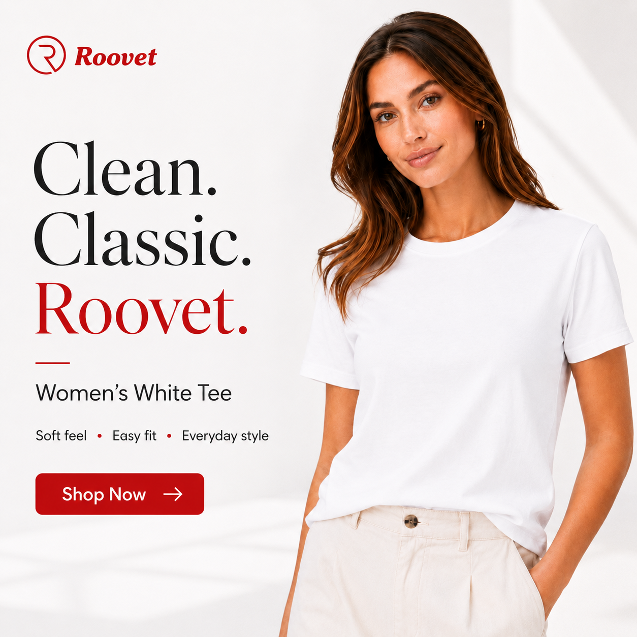 Roovet PureForm Women’s Classic White Tee thumbnail 5
