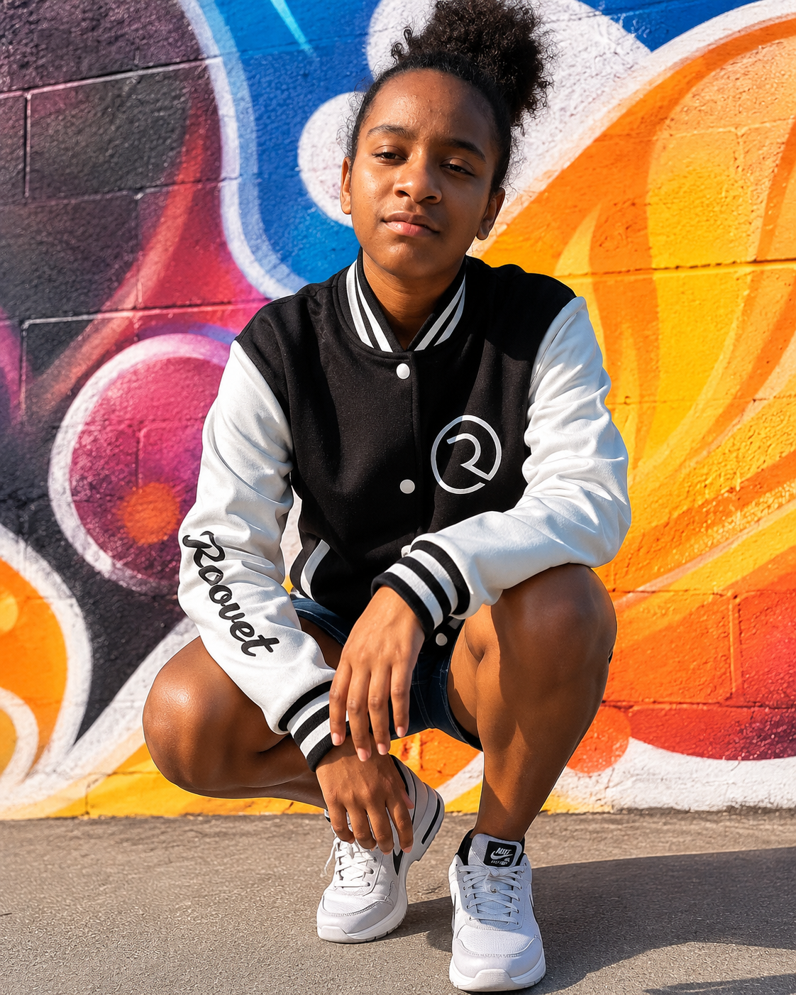 Roovet Varsity Muse Women’s Letterman Jacket – Classic Bomber Style with Modern Streetwear Edge thumbnail 12