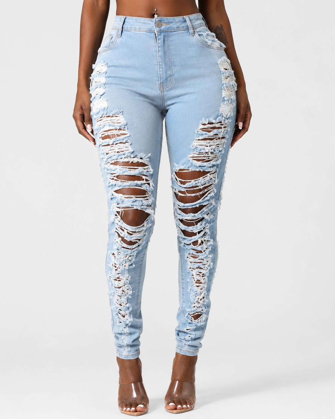 Roovet ShredCurve Womens High-Waisted Ripped Jeans