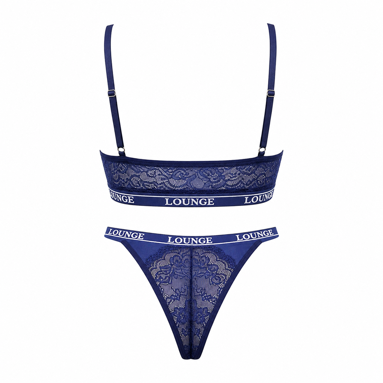 Roovet Lounge Royal Blue Lace Bralette & Thong Lingerie Set thumbnail 10