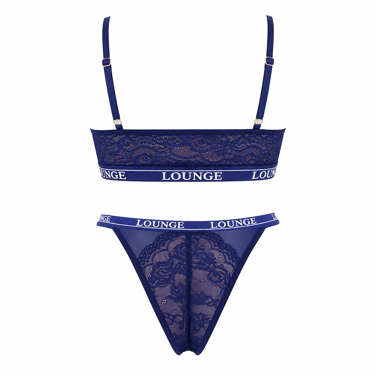 Roovet Lounge Royal Blue Lace Bralette & Thong Lingerie Set thumbnail 15